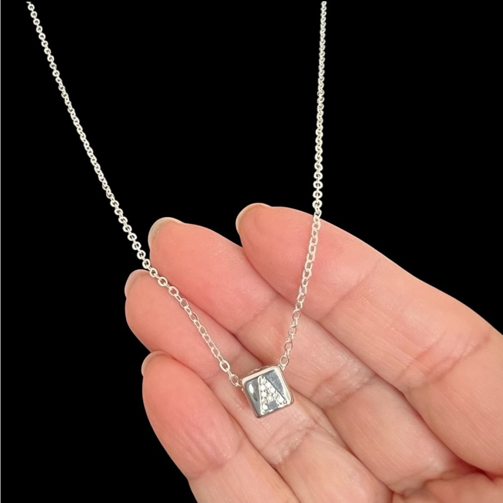 Silver plated Name initials pendant & necklace CHOOSE one from A-Z